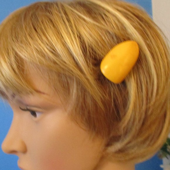 Art Deco BAKELITE Convertible Dress Clip ~ 1930s Egg Yolk Yellow Bakelite Clip - Picture 10 of 15